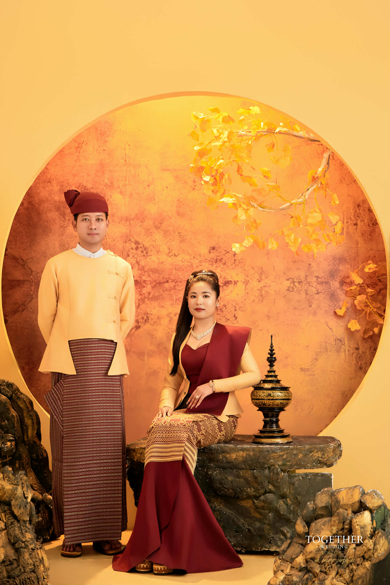 Traditional Myanmar portrait of Nay Myo Aung and Khin Myo Nway